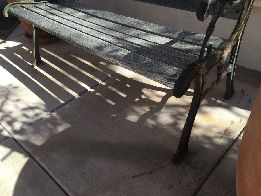 Outdoor Wood And Wrought Iron Bench [Photo 8]