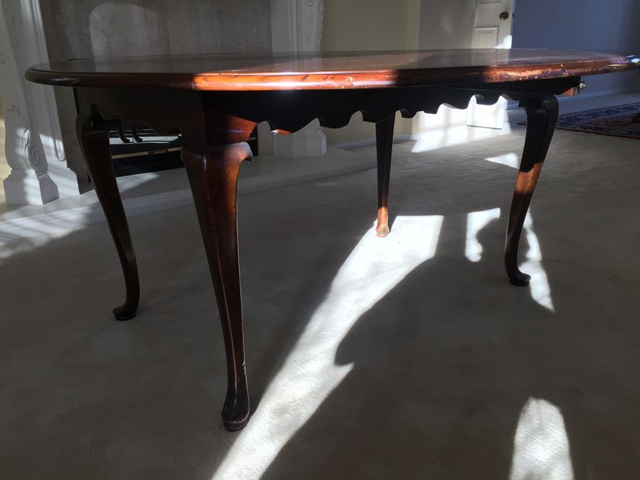 BARKER BROS. Elegant Round Drop Leaf Wooden Dining Table With Four Chairs Total (Two Arm Chairs) [Photo 14]