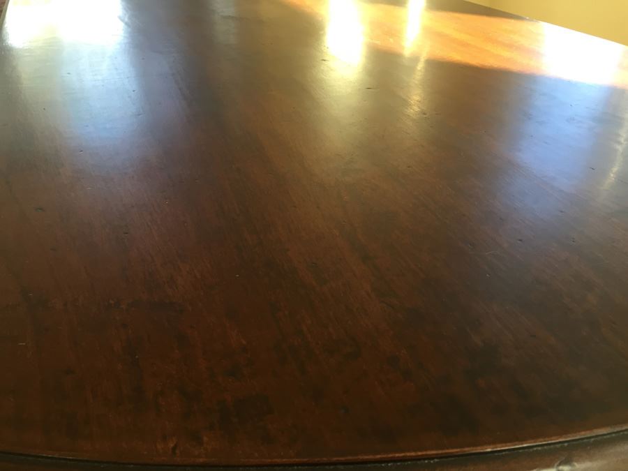 BARKER BROS. Elegant Round Drop Leaf Wooden Dining Table With Four Chairs Total (Two Arm Chairs) [Photo 7]