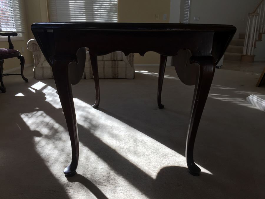 BARKER BROS. Elegant Round Drop Leaf Wooden Dining Table With Four Chairs Total (Two Arm Chairs) [Photo 4]