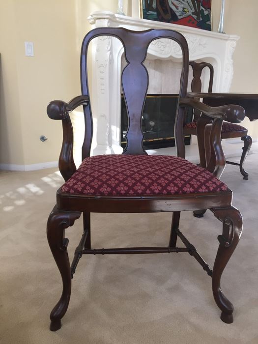 BARKER BROS. Elegant Round Drop Leaf Wooden Dining Table With Four Chairs Total (Two Arm Chairs) [Photo 30]