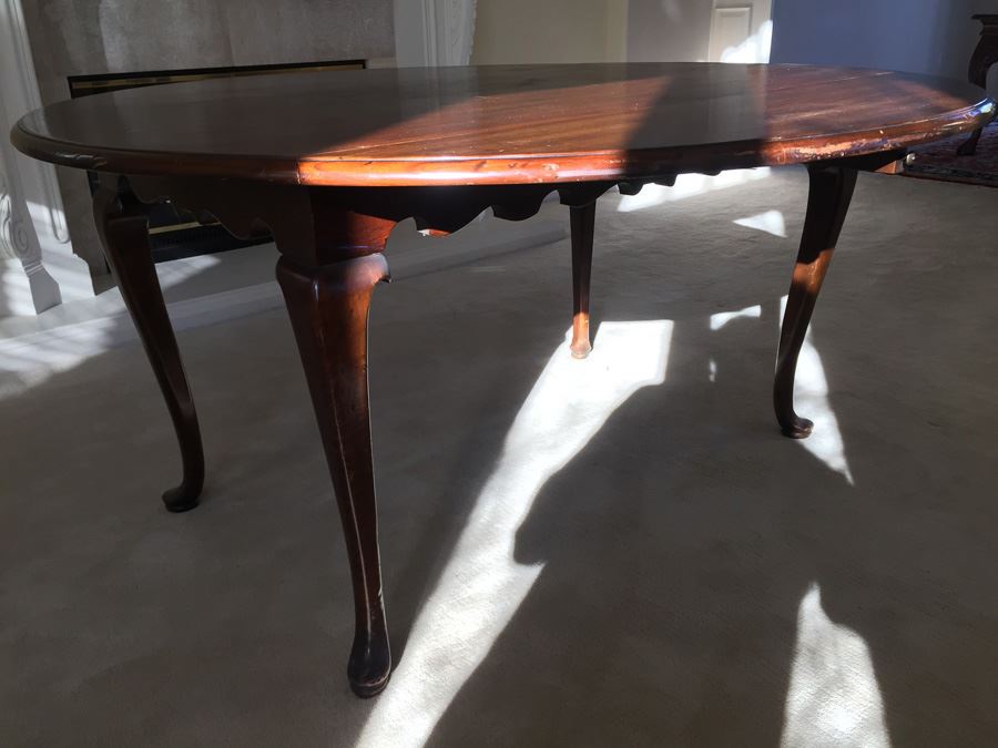 BARKER BROS. Elegant Round Drop Leaf Wooden Dining Table With Four Chairs Total (Two Arm Chairs) [Photo 13]