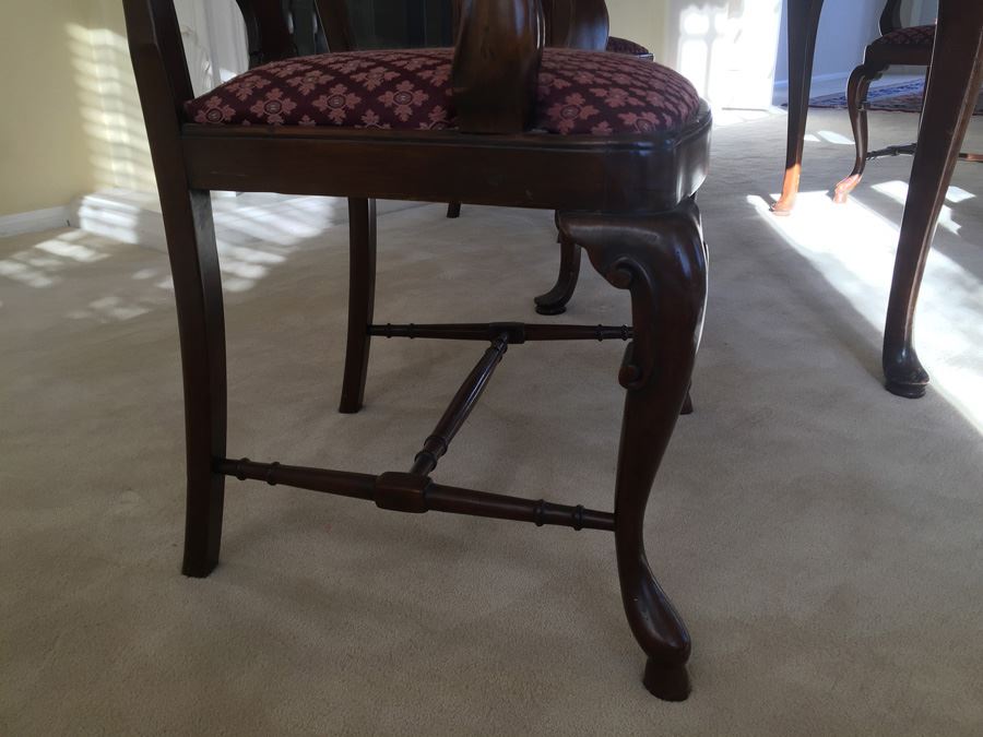 BARKER BROS. Elegant Round Drop Leaf Wooden Dining Table With Four Chairs Total (Two Arm Chairs) [Photo 28]