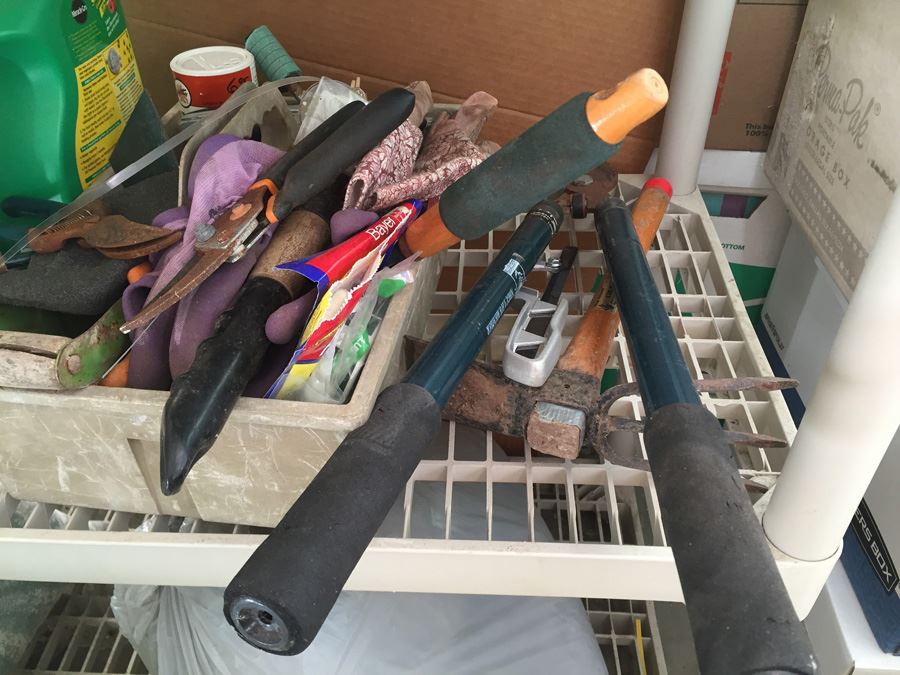 Plastic Outdoor Shelf With Gardening Equipment, Supplies And Contents [Photo 9]