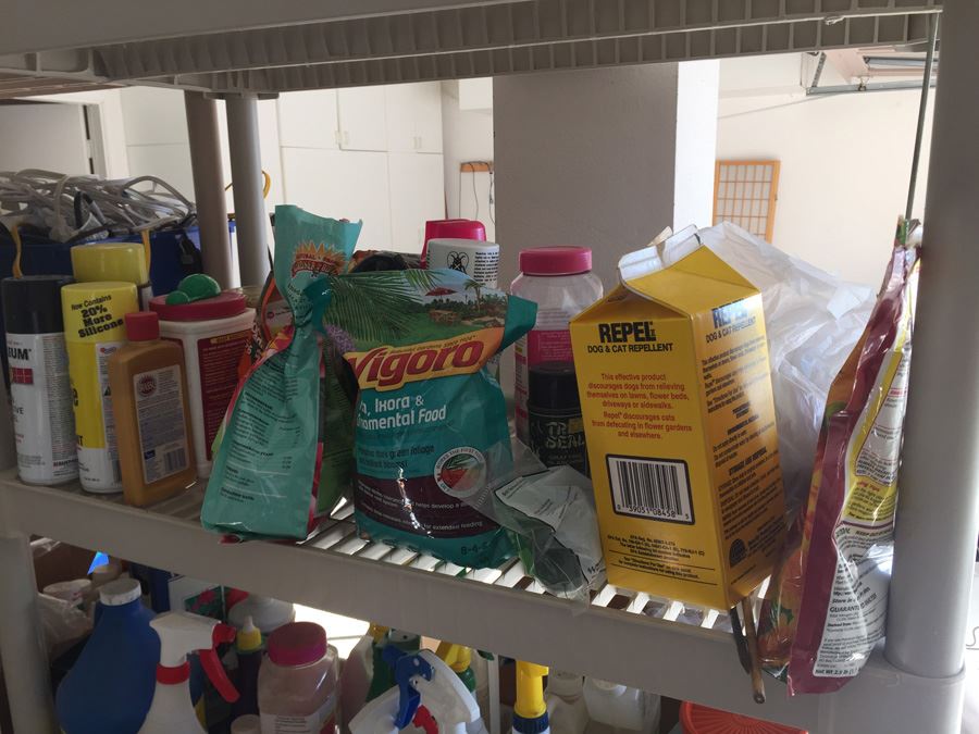 Plastic Outdoor Shelf With Gardening Equipment, Supplies And Contents [Photo 2]