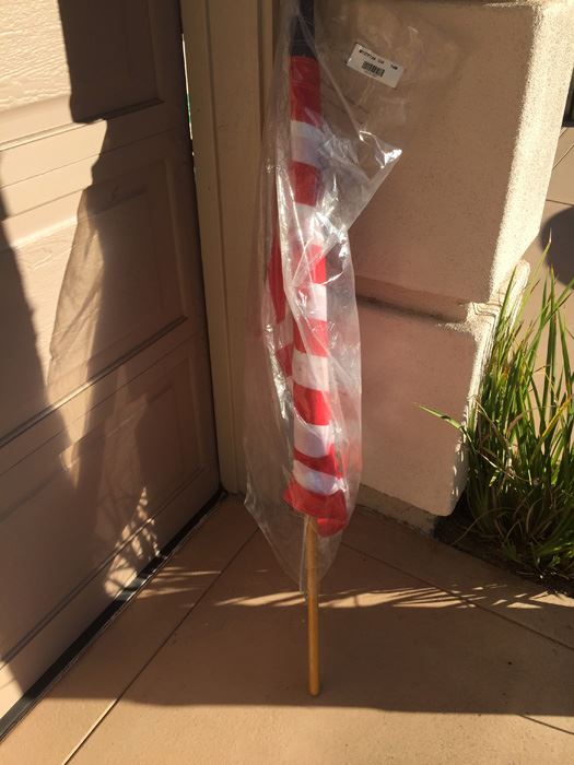 US Flag With Wooden Pole