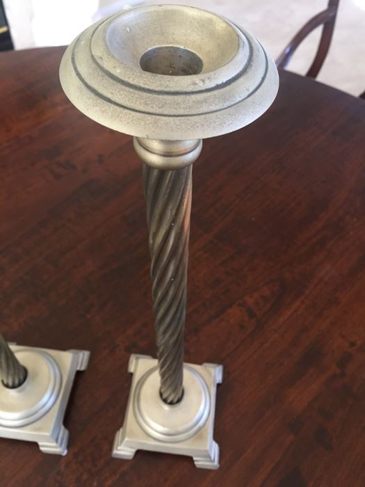 Pair Of Tall Metal Candle Holders [Photo 3]