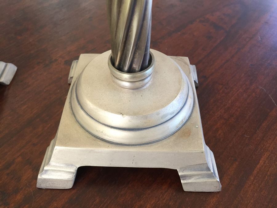 Pair Of Tall Metal Candle Holders [Photo 2]