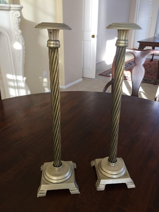Pair Of Tall Metal Candle Holders [Photo 5]