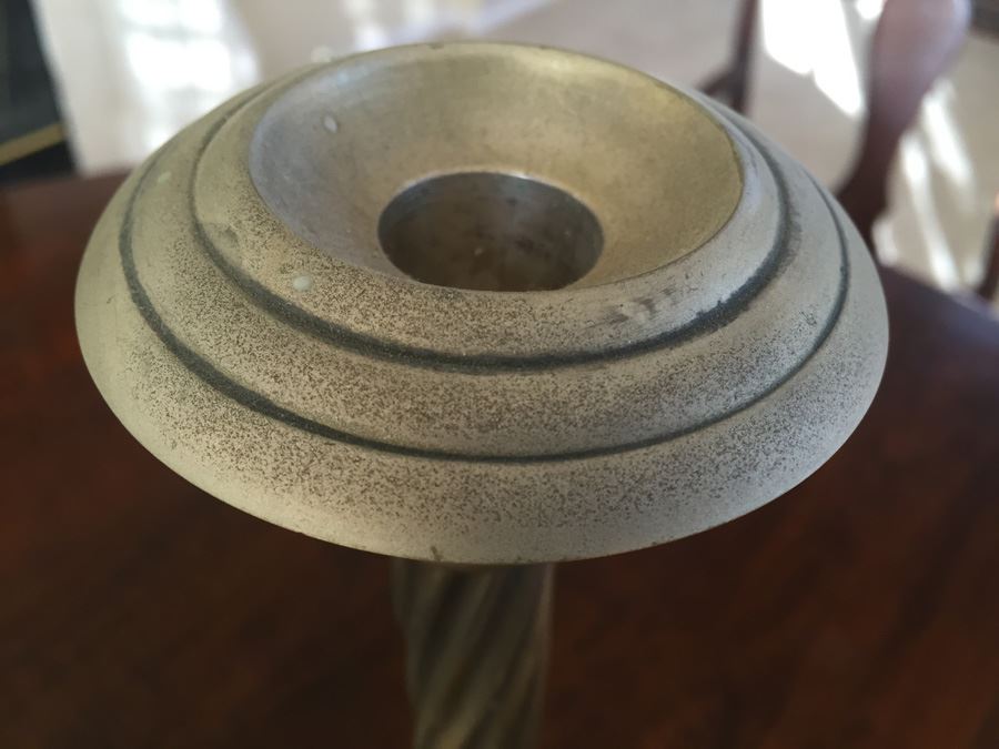 Pair Of Tall Metal Candle Holders [Photo 4]