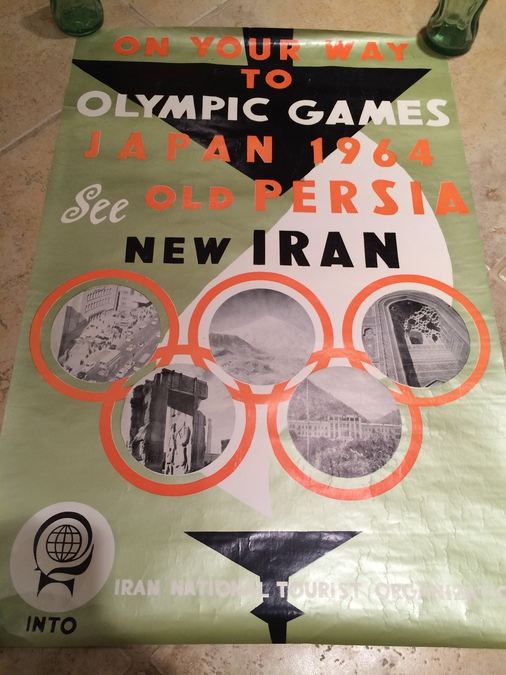 Original Vintage Iran Olympic Travel Poster