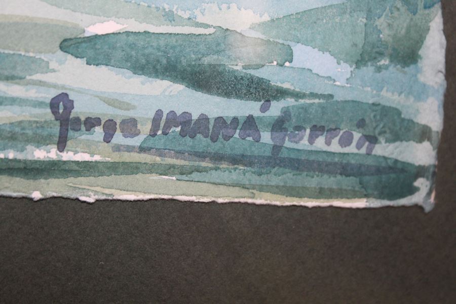 Original Framed Watercolor Signed By Jorge Imana Garron [Photo 3]