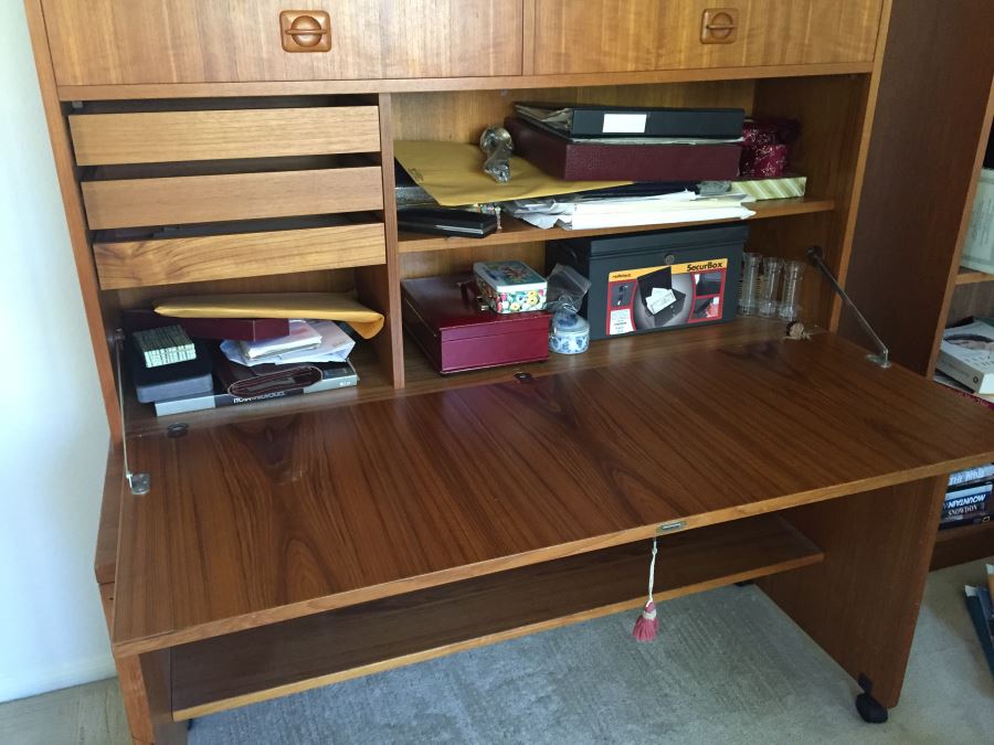 Danish Desk With Hutch Note Damage On Right In Photo Have Key [Photo 3]