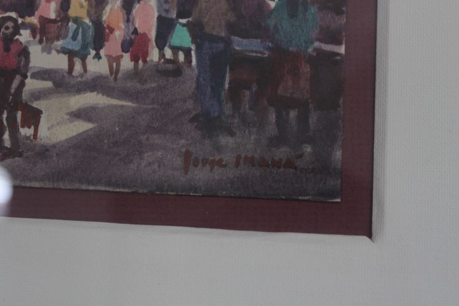 Original Framed Watercolor Signed By Jorge Imana [Photo 2]