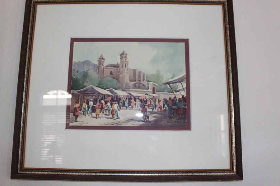 Original Framed Watercolor Signed By Jorge Imana