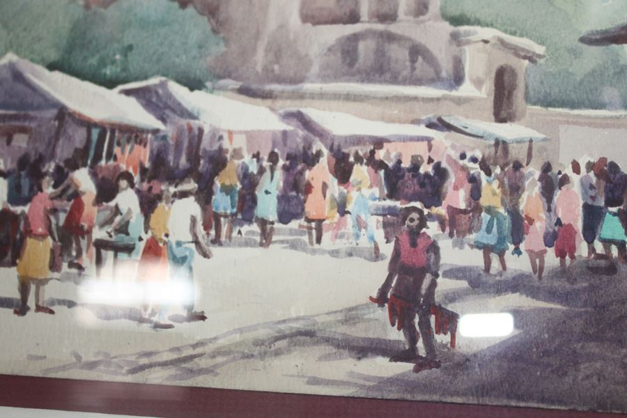 Original Framed Watercolor Signed By Jorge Imana [Photo 6]