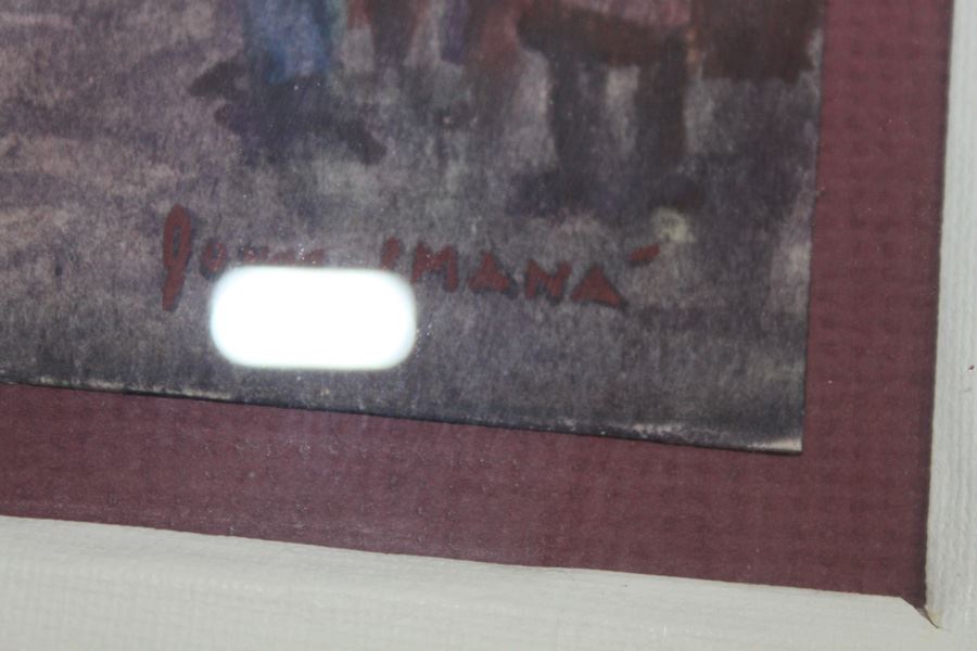 Original Framed Watercolor Signed By Jorge Imana [Photo 4]