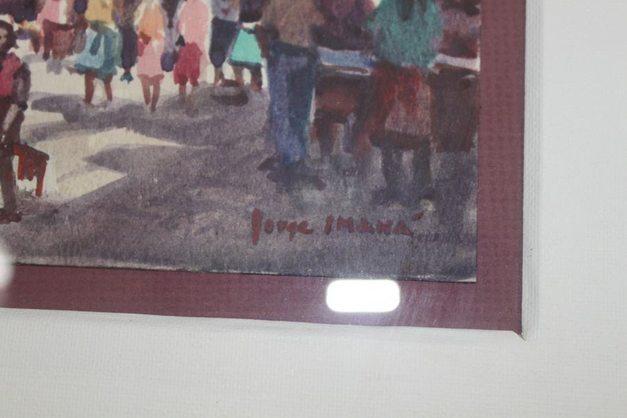 Original Framed Watercolor Signed By Jorge Imana [Photo 3]