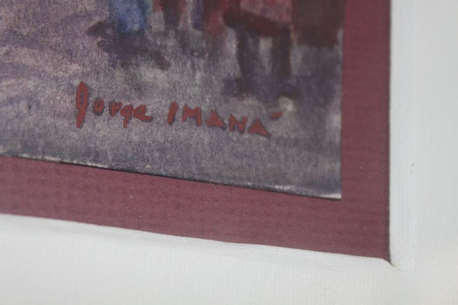 Original Framed Watercolor Signed By Jorge Imana [Photo 5]