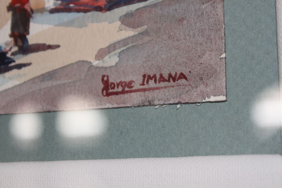 Original Framed Watercolor Signed By Jorge Imana [Photo 3]