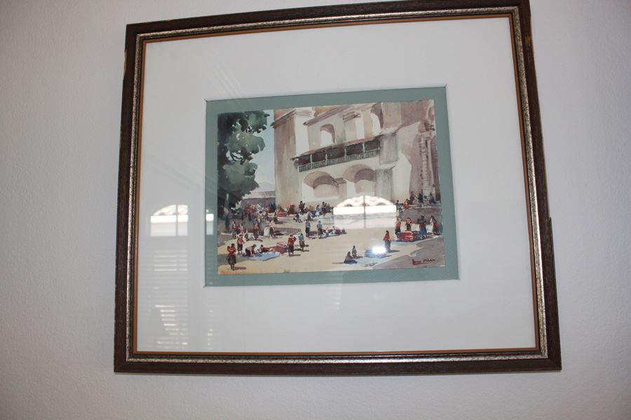 Original Framed Watercolor Signed By Jorge Imana [Photo 1]