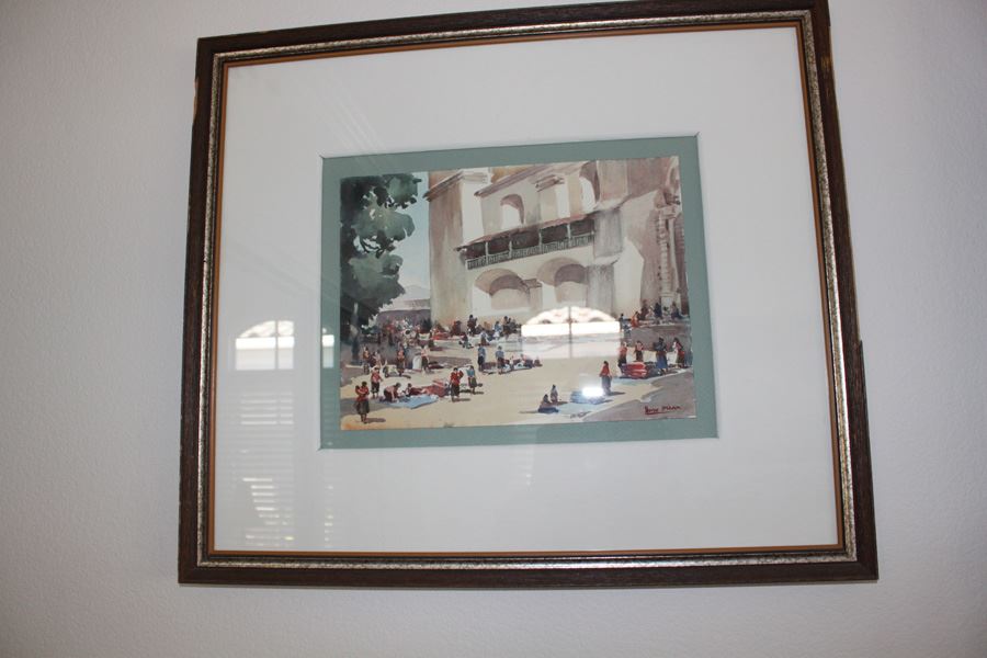 Original Framed Watercolor Signed By Jorge Imana