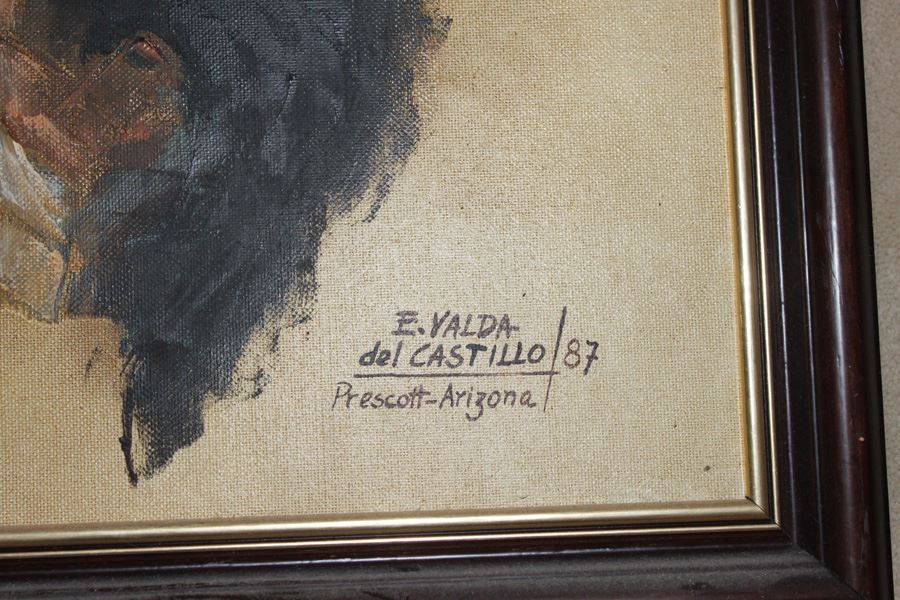 Original Framed Oil Painting By E. Valda Del Castillo 1987 Prescott Arizona [Photo 3]
