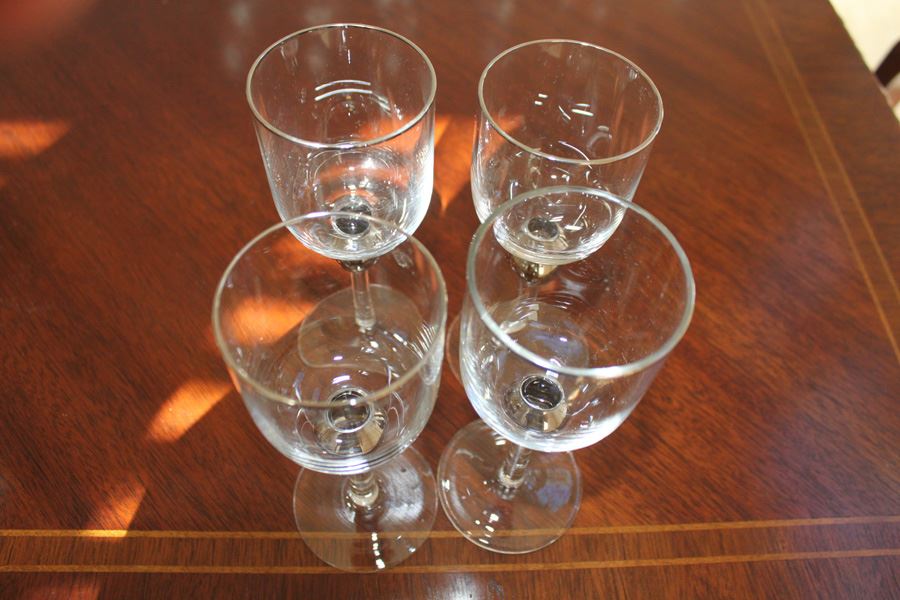 (4) Glass Stemware With Silver Balls Lot [Photo 2]