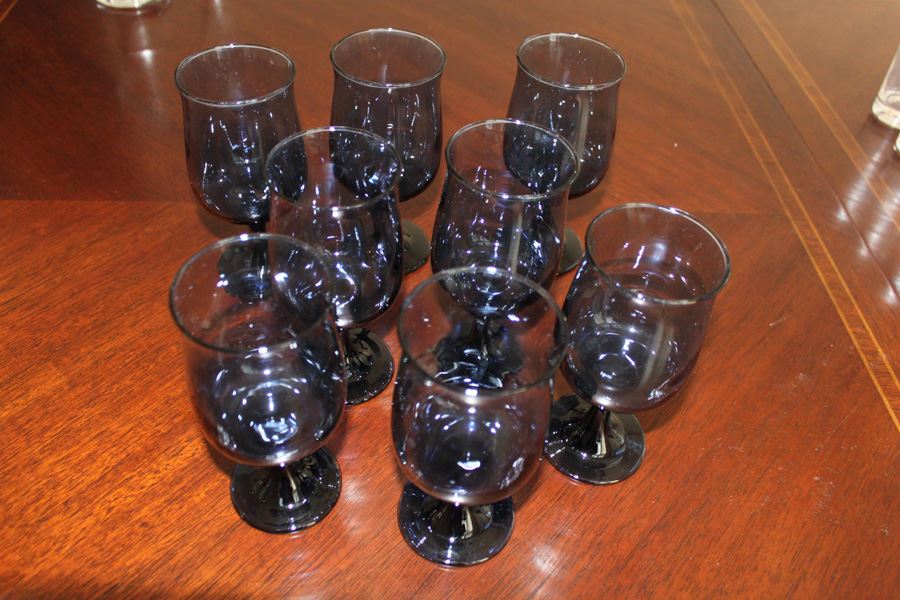 (8) Blue Glass Stemware Lot