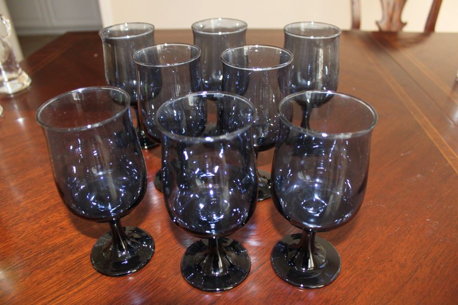 (8) Blue Glass Stemware Lot [Photo 6]
