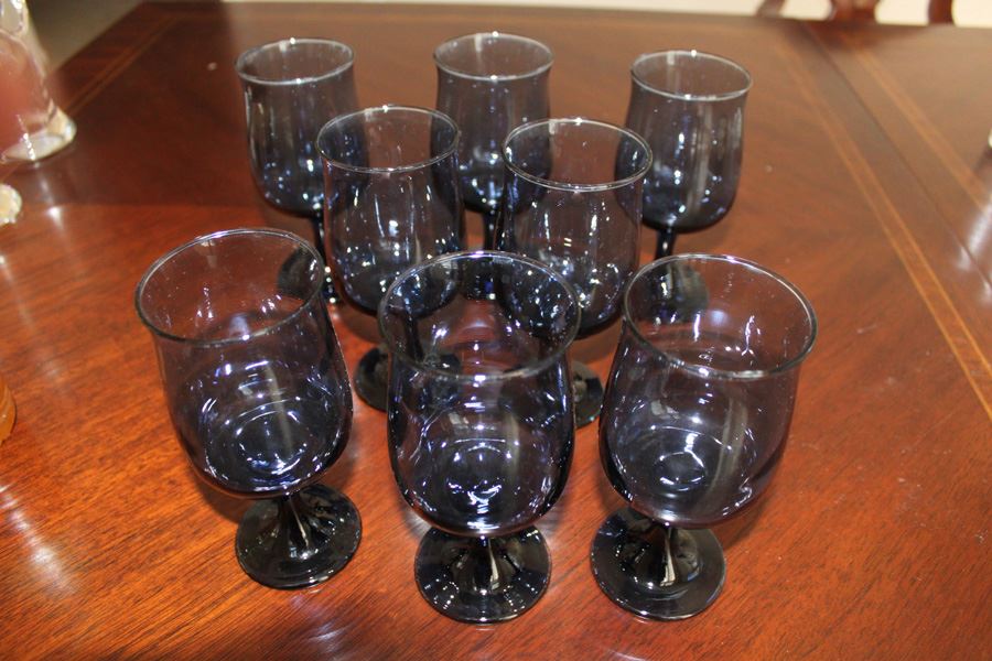 (8) Blue Glass Stemware Lot [Photo 5]