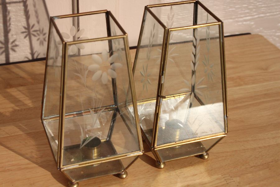 Brass And Glass Candle Holders [Photo 2]