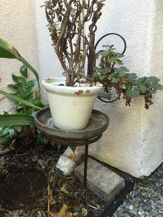Metal Planter Pot Stand With Potted Plant
