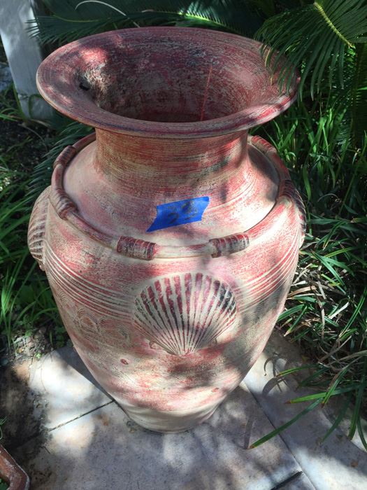 Very Large Pot With Seashell Elements