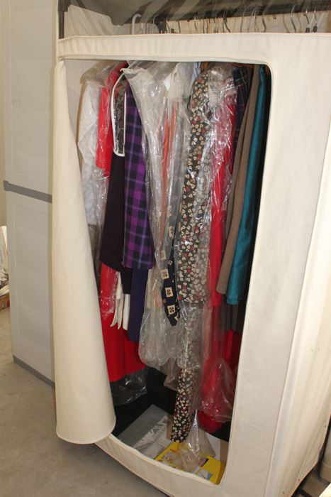 Portable Clothing Rack And Clothes Lot [Photo 2]