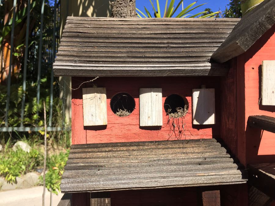 Large Handmade Two-Level Wood Birdhouse On Post [Photo 5]