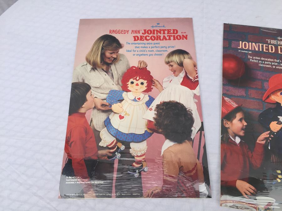 (2) Jointed Decorations From Hallmark Fireman And Raggedy Ann New Sealed Vintage 1978 [Photo 4]