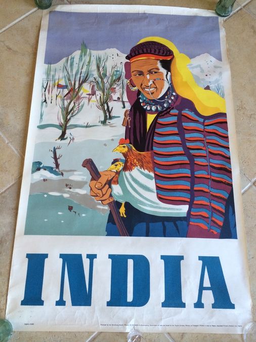 Original Vintage India Travel Poster