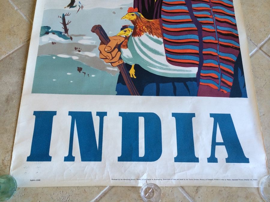 Original Vintage India Travel Poster [Photo 2]