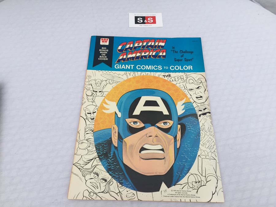 Captain America In 'The Challenge Of Super Sport' Giant Comics To Color Whitman Vintage 1976 NM [Photo 1]