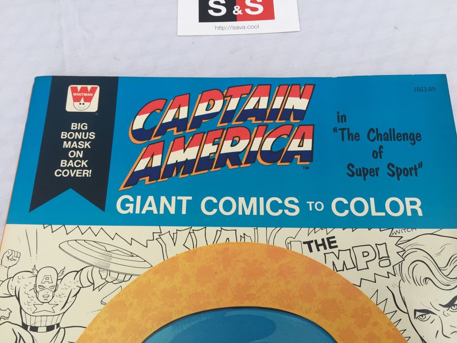 Captain America In 'The Challenge Of Super Sport' Giant Comics To Color Whitman Vintage 1976 NM [Photo 5]