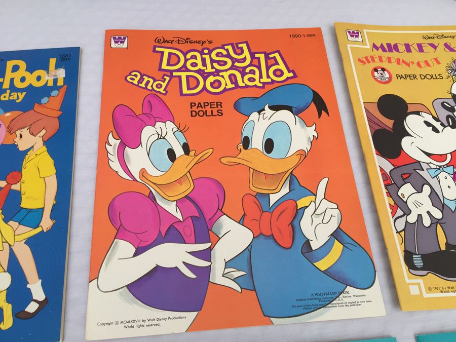 (6) Paper Doll Books Whitman New Walt Disney Winnie-The-Pooh Daisy And Donald Mickey & Minnie [Photo 3]