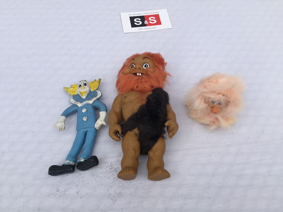(3) Vintage Toy Lot Bozo The Clown Caveman