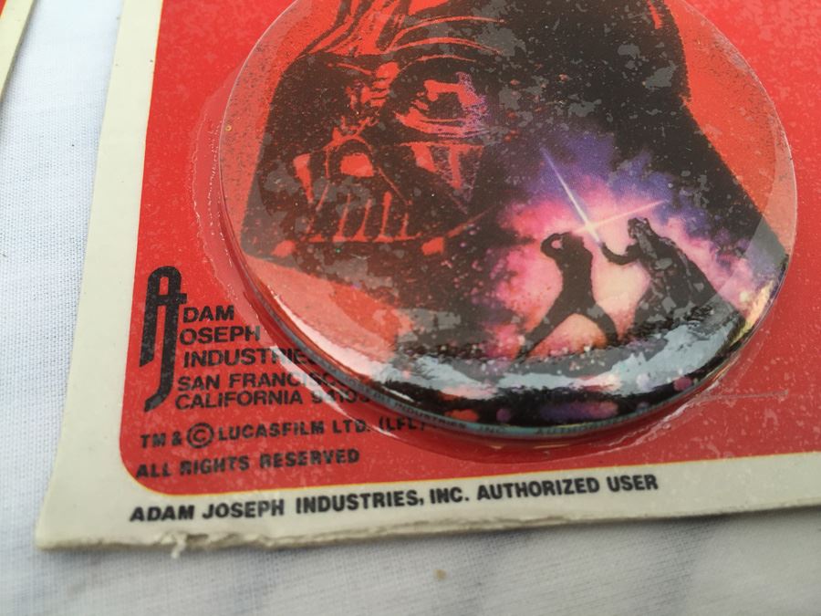 (4) Star Wars Return Of The Jedi Photo Buttons Sealed In Original Packaging Yoda Darth Vader Chewbacca R2D2 C3PO [Photo 3]