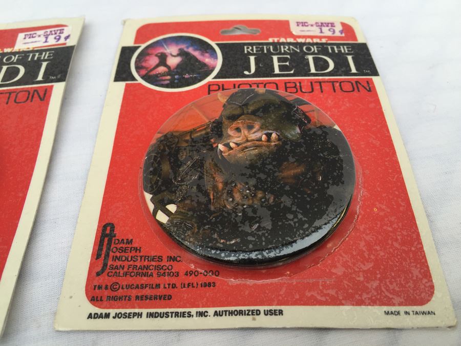 (6) Star Wars Return Of The Jedi Photo Buttons Sealed In Original Packaging Darth Vader [Photo 9]