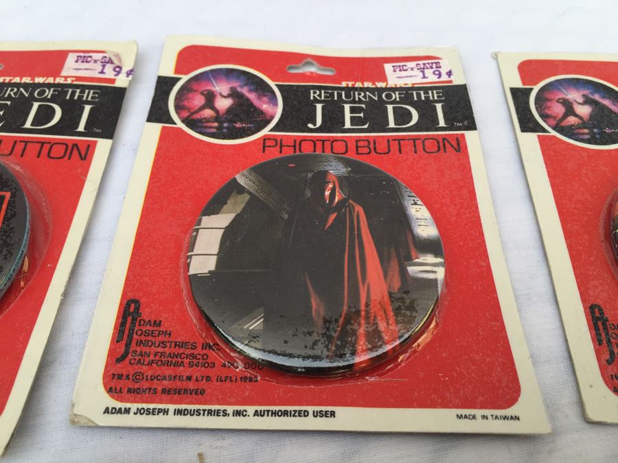 (6) Star Wars Return Of The Jedi Photo Buttons Sealed In Original Packaging Darth Vader [Photo 12]