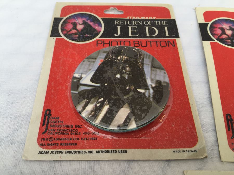 (6) Star Wars Return Of The Jedi Photo Buttons Sealed In Original Packaging Darth Vader [Photo 18]