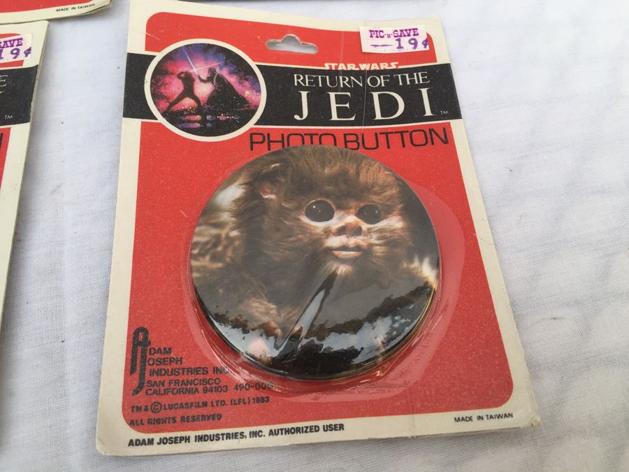 (6) Star Wars Return Of The Jedi Photo Buttons Sealed In Original Packaging Darth Vader [Photo 6]