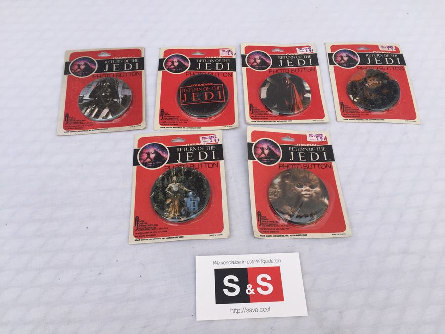 (6) Star Wars Return Of The Jedi Photo Buttons Sealed In Original Packaging Darth Vader [Photo 1]
