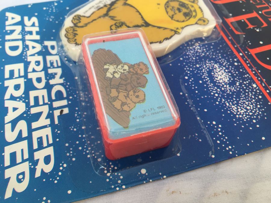 Star Wars Return Of The Jedi Pencil Sharpener And Eraser New On Card 1983 [Photo 2]